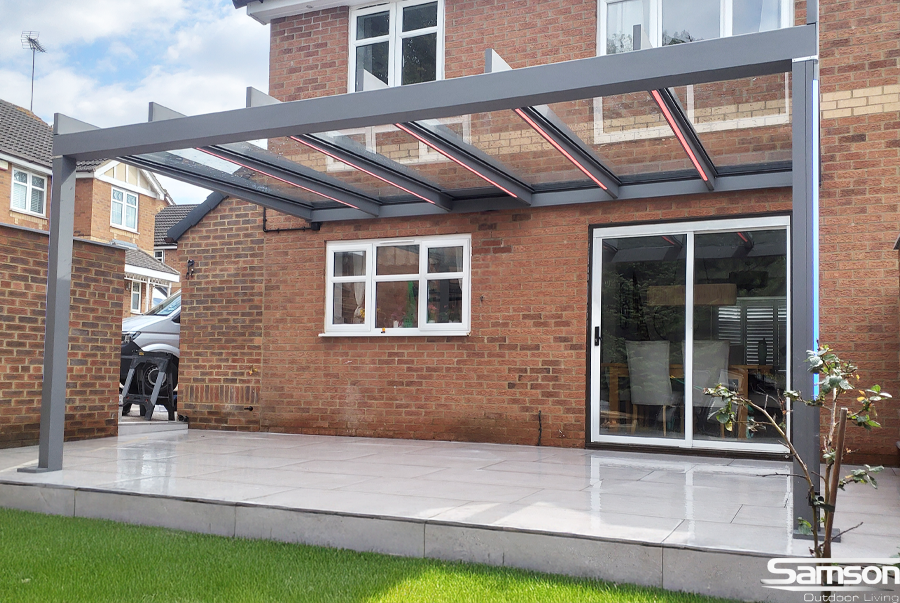 Weinor terrazza pure glass veranda with lights